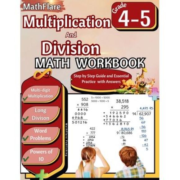 Multiplication and Division Math Workbook 4th and 5th Grade: Multi-Digit Multipl - Picture 1 of 1
